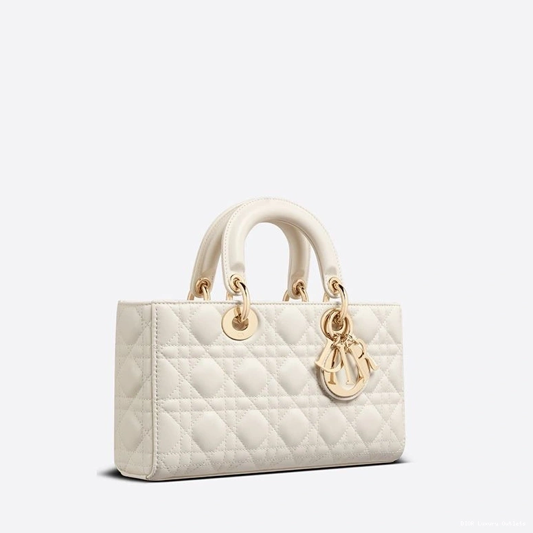 Cheap Lambskin Lady Cannage Medium Bag White D-Joy 0714 Luxury